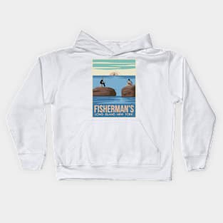 fisherman long island new york Kids Hoodie